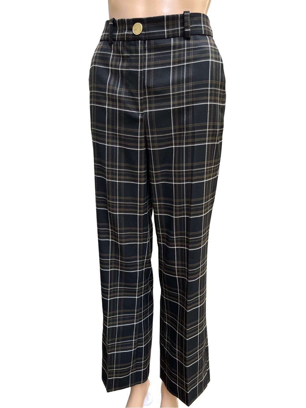 Zara High Rise Plaid Straight Leg Trousers S/26 NWOT